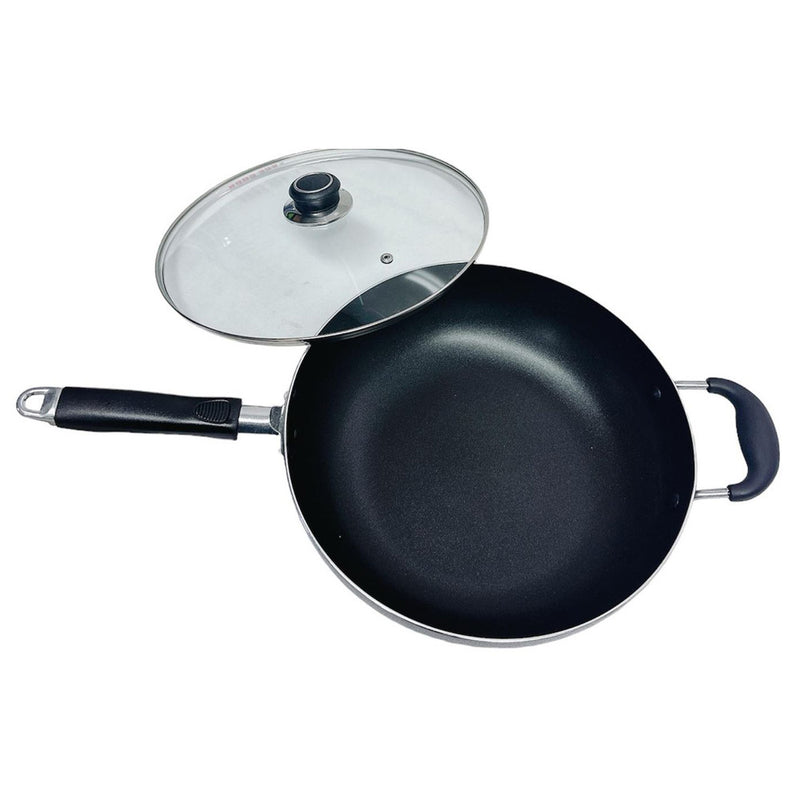 12.5" (32CM) Non-Stick Coating Wok Pan With Lid Cooking Pot Cookware Frying Wok