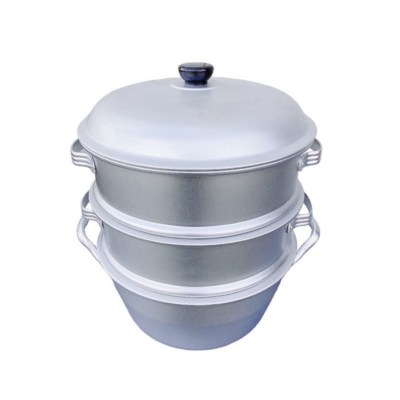 12" (30CM) 3 Layers Aluminum Steamer Cookware 3 Tier Steamer with Large Holes