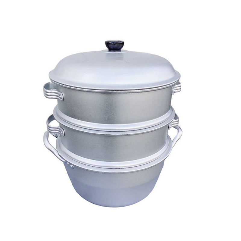 12" (30CM) 3 Layers Aluminum Steamer Cookware 3 Tier Steamer with Large Holes