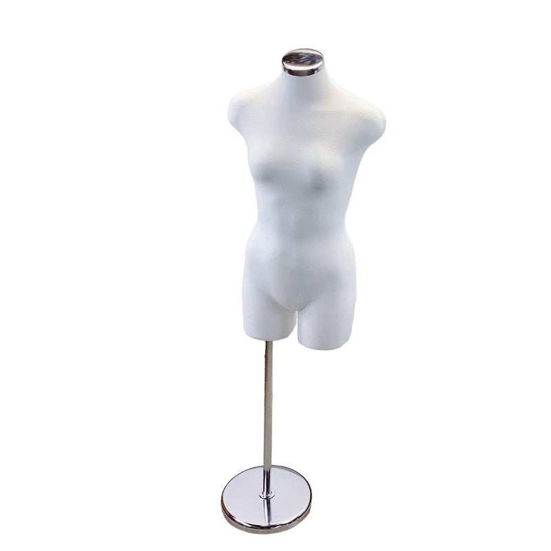 Cream Women Torso Form Neckblock Mannequin Adjustable Height Stand 32-1/2" Bust