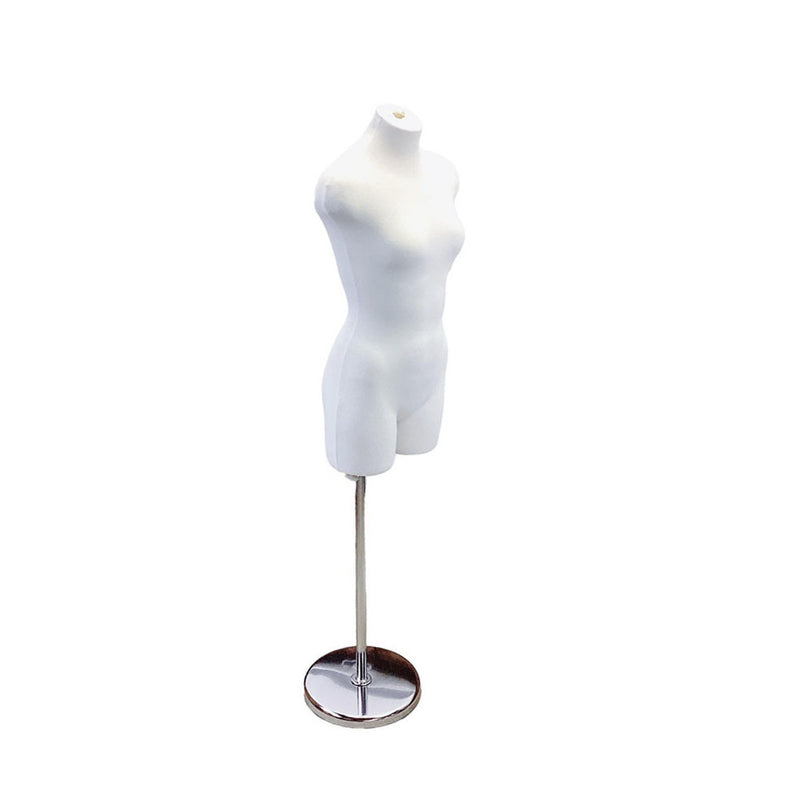 Cream Women Torso Form Neckblock Mannequin Adjustable Height Stand 32-1/2" Bust