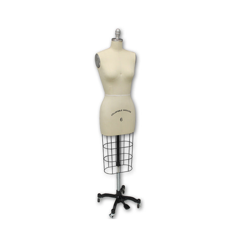 Sz 6 Half Body Female Professional Dress Form W/ Collapsible Shoulders Mannequin