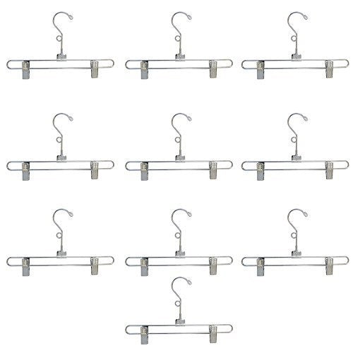 100 Pc 12" Metal Hangers Chrome Pant & Skirt Hanger Clip Retail Store Adult Size