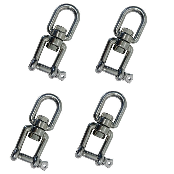 4 Pcs Stainless Steel T316 3/8" JAW EYE Swivel Marine Mooring - 1500 lbs