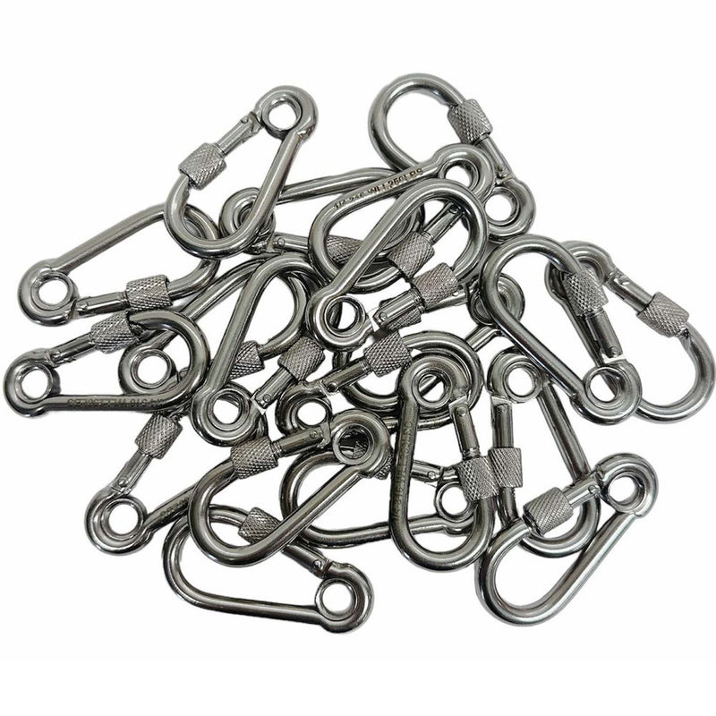 20 Pc Marine Stainless Steel 1/4" Spring Snap Hook W/ Eyelet & Screw 250 Lbs WLL