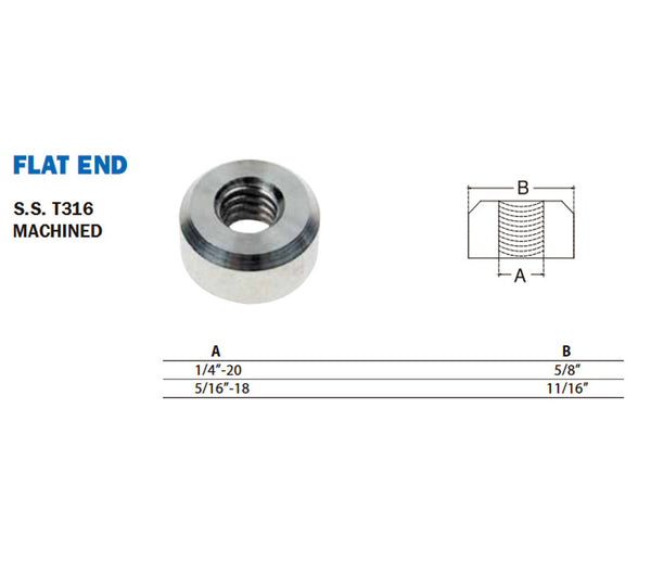 Marine Boat T316 Stainless Steel Thread Flat End Hardware Nut