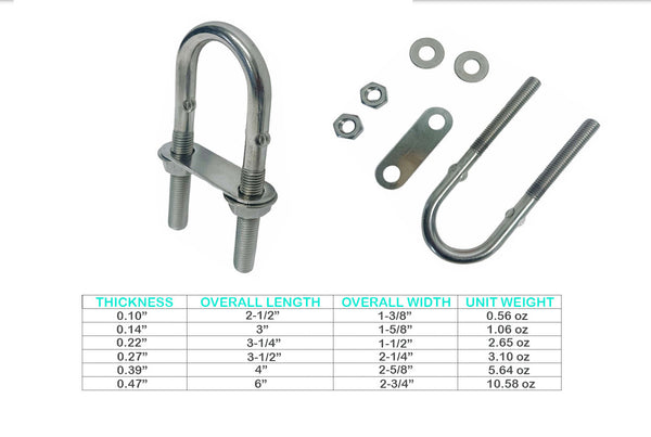 Marine Boat T304 Formed Stainless Steel U-Bolt Nuts Washers And Plate