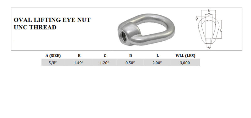 Boat Marine Stainless Steel 316 EYE NUT UNC Tap Thread