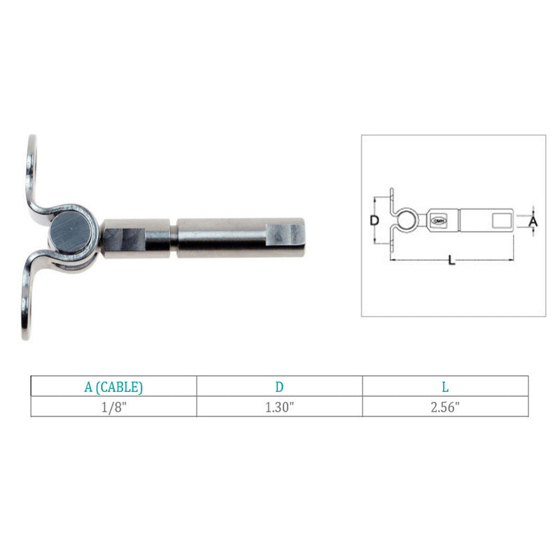 Marine Boat Stainless Steel Swageless Deck Toggle For 1/8",3/16" Cable Wire Rope