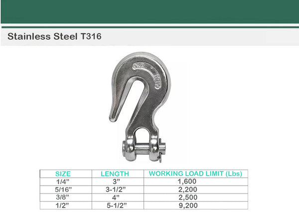 Marine Stainless Steel 316 Clevis Grab Hook Towing Shackle