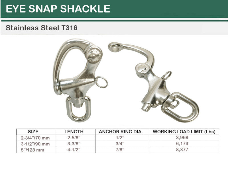 Marine Stainless Steel 316 Swivel Eye Snap Shackle Anchor