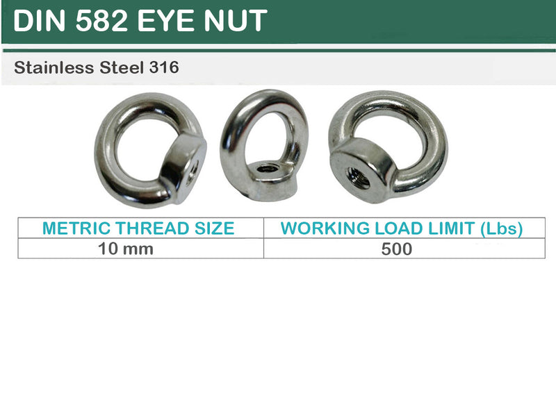 Din 582 EYE NUT Metric Thread Stainless Steel 316 Marine Boat