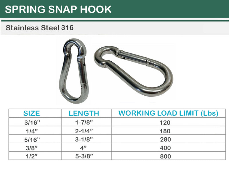 Marine Boat T316 Stainless Steel Snap Hook Spring Snap Hook