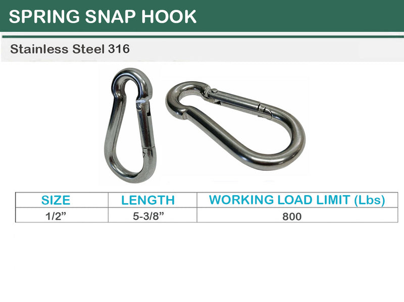 Marine Boat T316 Stainless Steel Snap Hook Spring Snap Hook