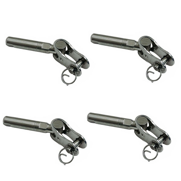 4 Pcs Marine T316 Stainless Steel 1/8" Push And Go Swageless Toggle 1/8" Cable