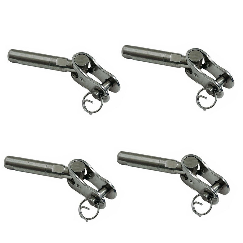 4 Pcs Marine T316 Stainless Steel 1/4" Push And Go Swageless Toggle 1/4" Cable