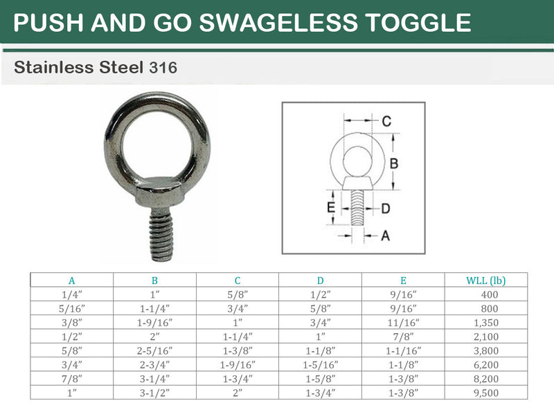 Marine Boat T316 Stainless Steel Eye Bolt Lifting Eye Bolt