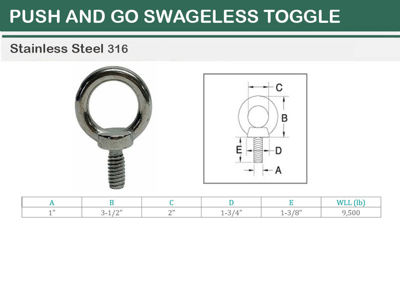 Marine Boat T316 Stainless Steel Eye Bolt Lifting Eye Bolt