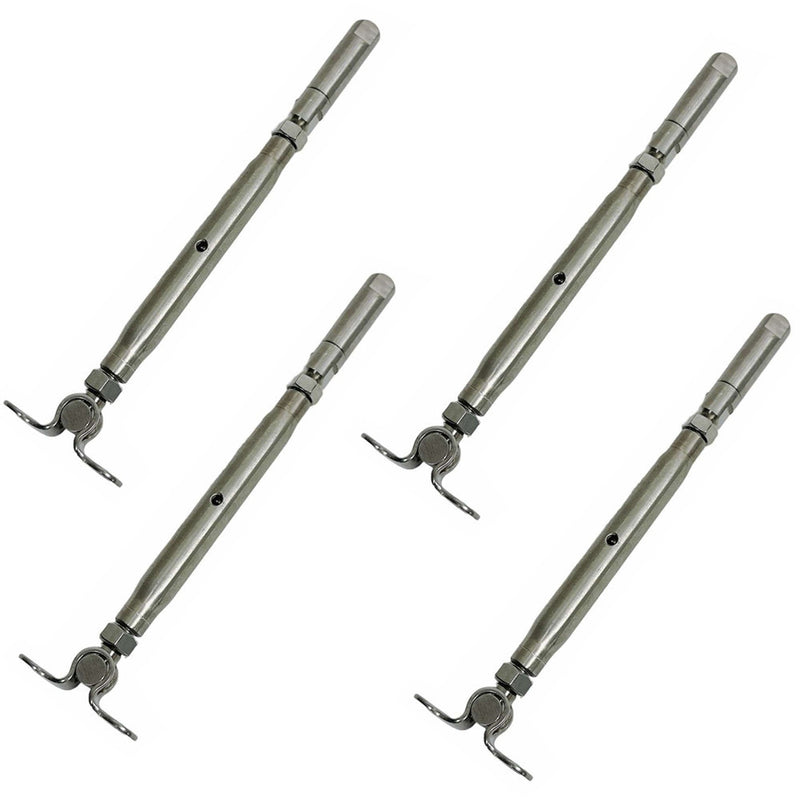 4 Pc 316 Stainless Steel 3/16" Push And Go Deck Toggle Turnbuckle 1/4"-20 Thread