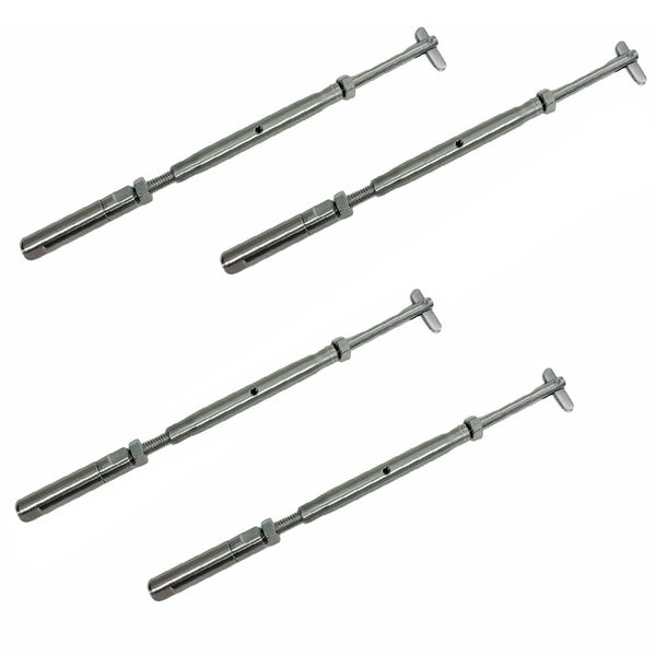 4 Pcs T316 Stainless Steel 1/8" Push And Go Drop Pin Turnbuckle 1/4"-20 Thread