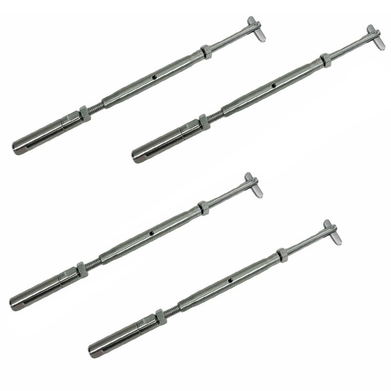 4 Pc Marine Stainless Steel 3/16" Push And Go Drop Pin Turnbuckle 1/4"-20 Thread