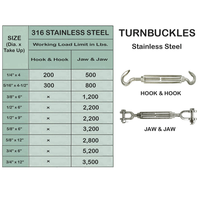 316 Stainless Steel Marine HOOK HOOK , JAW JAW Turnbuckle Swivel Lift