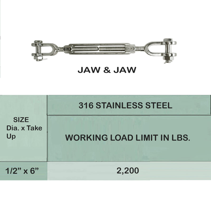 316 Stainless Steel Marine HOOK HOOK , JAW JAW Turnbuckle Swivel Lift