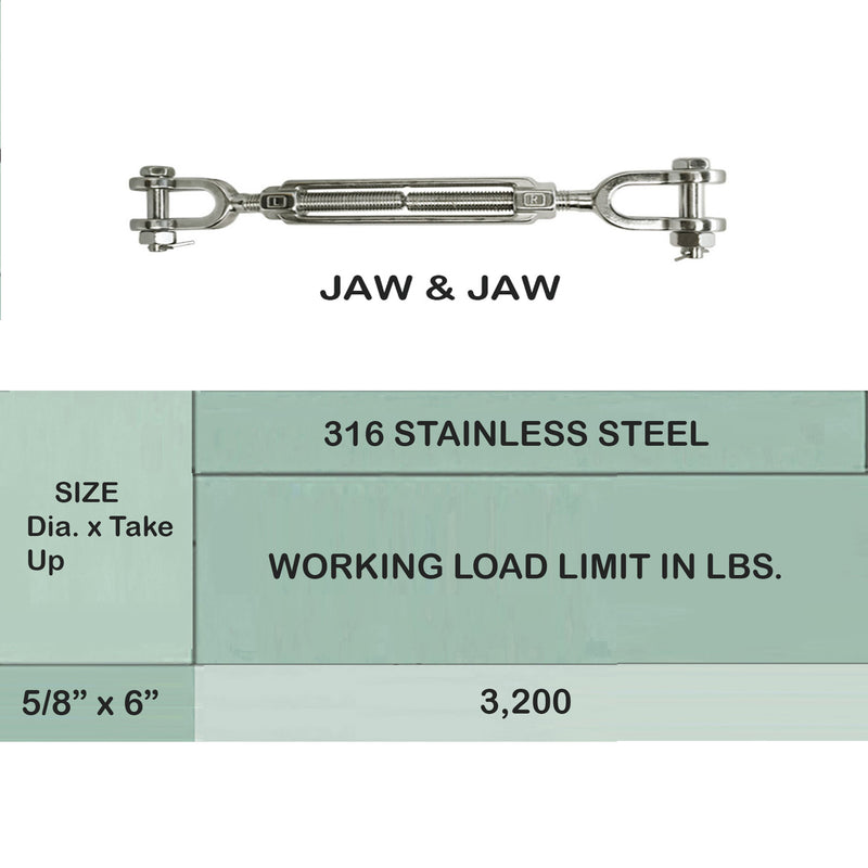 316 Stainless Steel Marine HOOK HOOK , JAW JAW Turnbuckle Swivel Lift