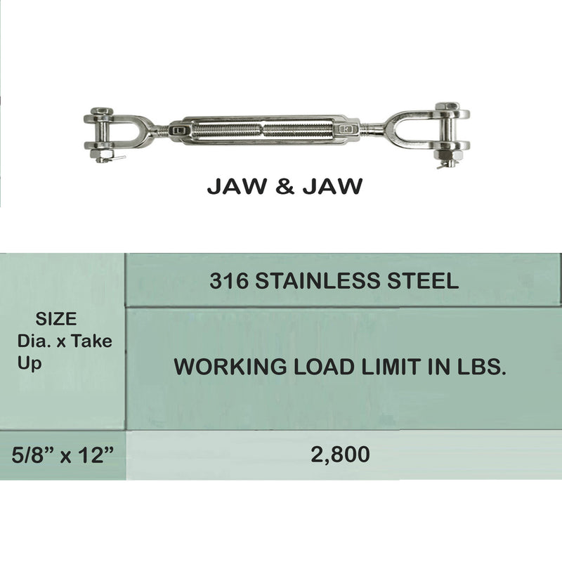 316 Stainless Steel Marine HOOK HOOK , JAW JAW Turnbuckle Swivel Lift