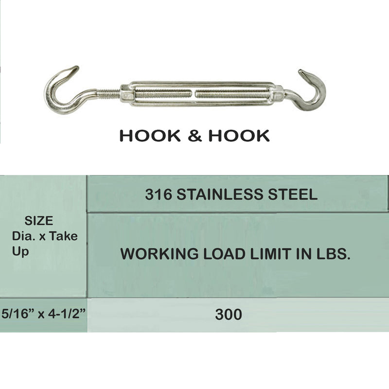 316 Stainless Steel Marine HOOK HOOK , JAW JAW Turnbuckle Swivel Lift