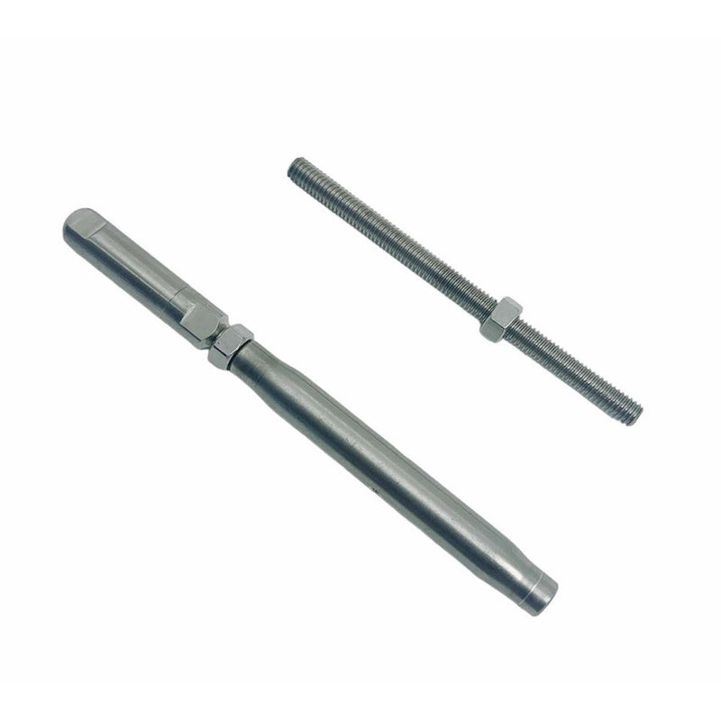 Marine T316 Stainless Steel 1/8" Push And Go Threaded Turnbuckle 1/4"-20 Thread