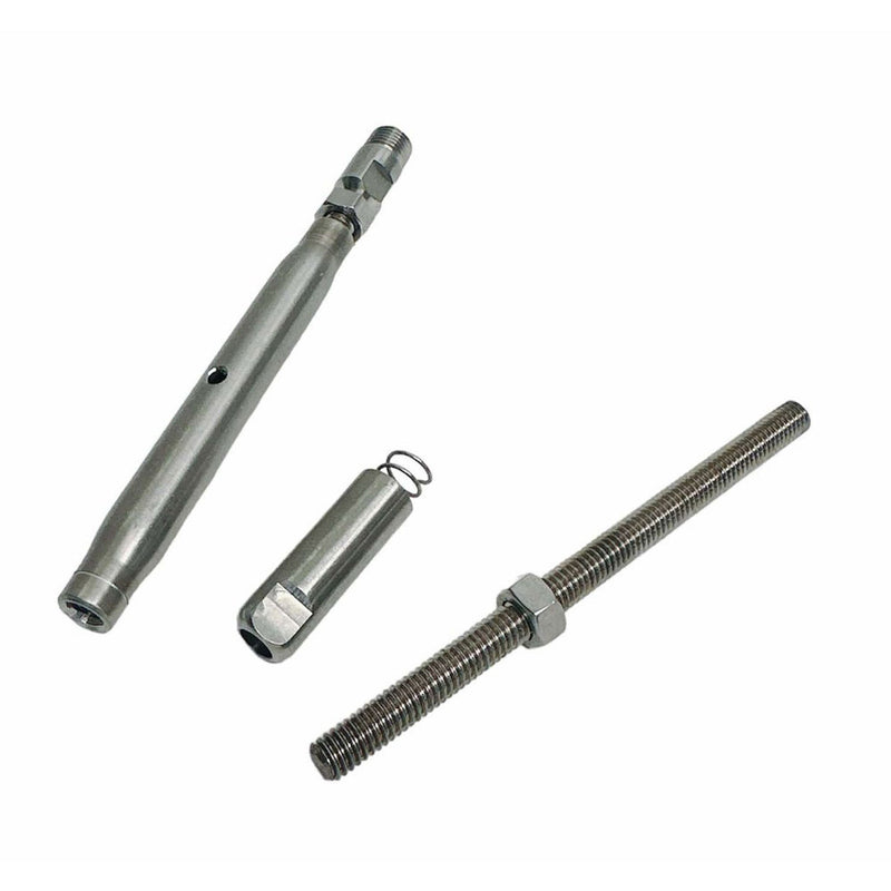 Marine T316 Stainless Steel 1/8" Push And Go Threaded Turnbuckle 1/4"-20 Thread