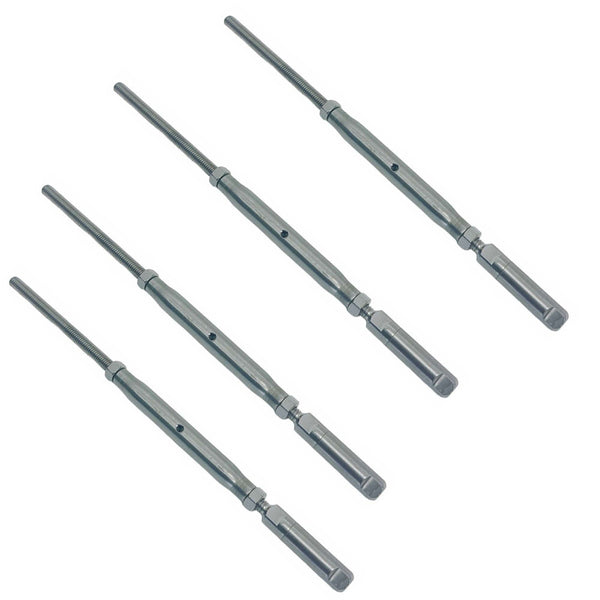 4 Pcs T316 Stainless Steel 1/8" Push And Go Threaded Turnbuckle 1/4"-20 Thread