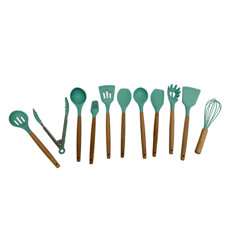 11 Pc Silicone Kitchen Utensil Set Spatula Spoon Pasta Tong Whisk - TURQUOISE