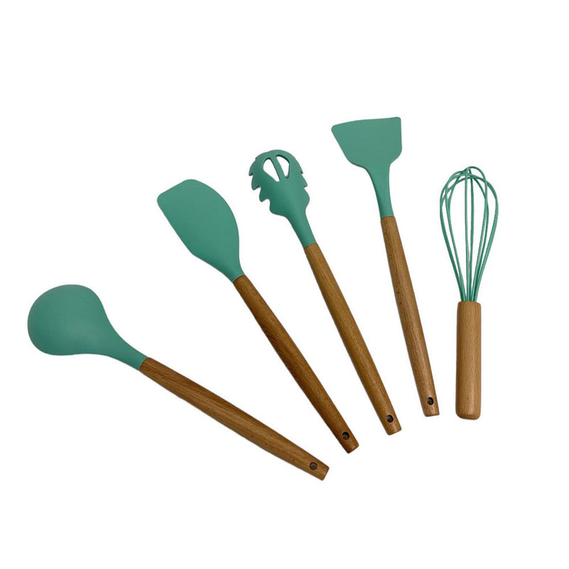 11 Pc Silicone Kitchen Utensil Set Spatula Spoon Pasta Tong Whisk - TURQUOISE