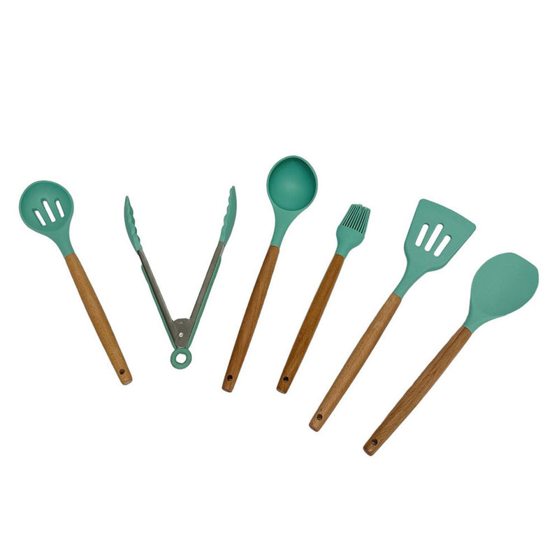 11 Pc Silicone Kitchen Utensil Set Spatula Spoon Pasta Tong Whisk - TURQUOISE