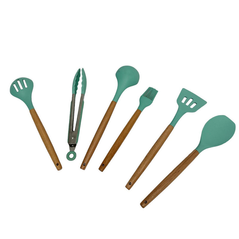 11 Pc Silicone Kitchen Utensil Set Spatula Spoon Pasta Tong Whisk - TURQUOISE