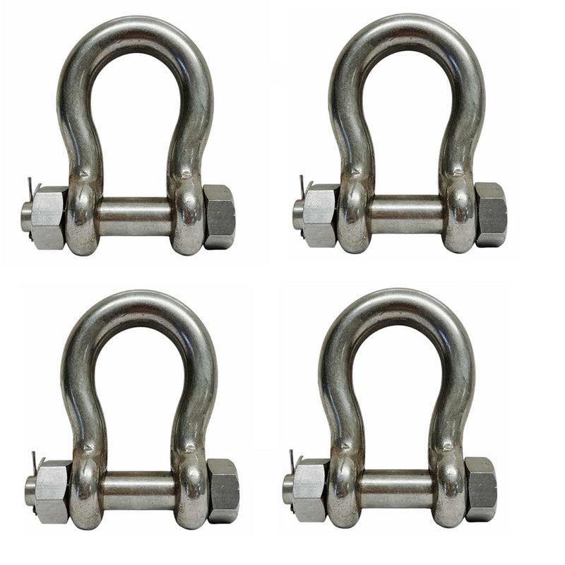 4Pc Mil-Spec Stainless Steel Drop Forged 5/8" Bolt Pin Anchor Shackle 4000Lb WLL