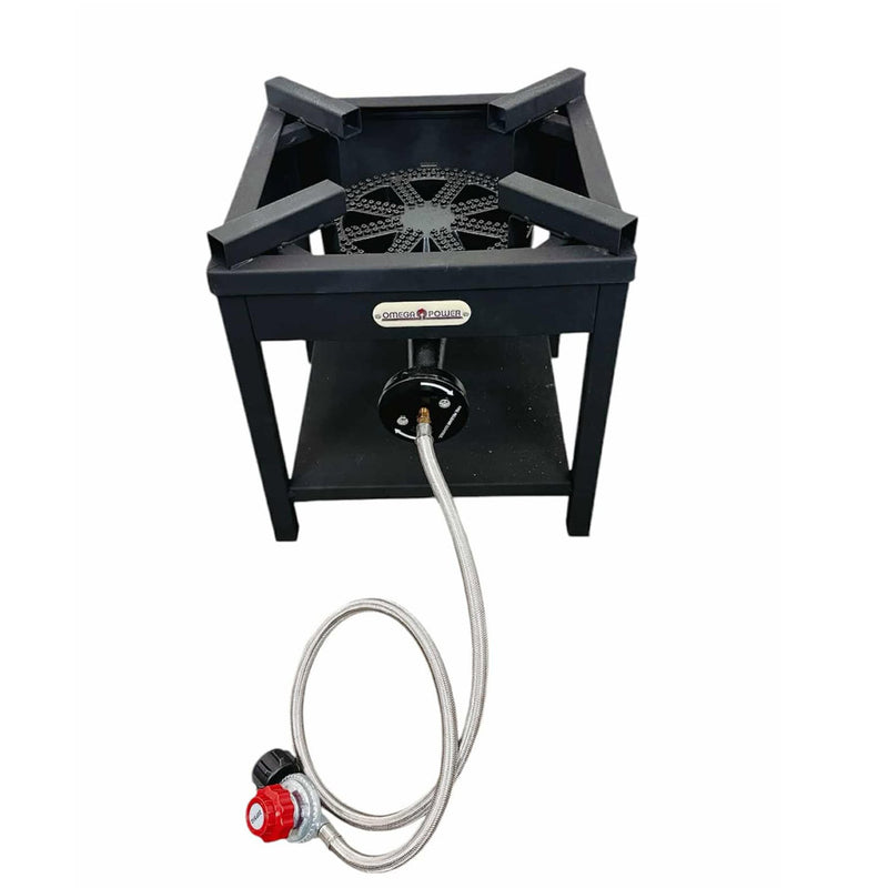 16.5" High Pressure Square Propane Stove Burner 100,000 BTU Gas Regulator Camper