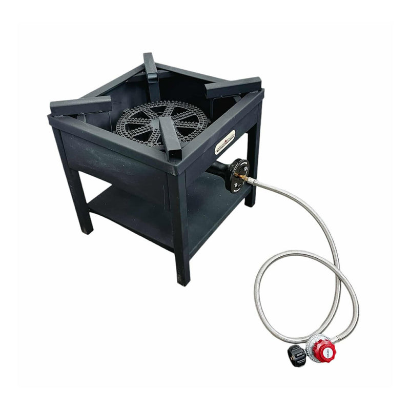 16.5" High Pressure Square Propane Stove Burner 100,000 BTU Gas Regulator Camper