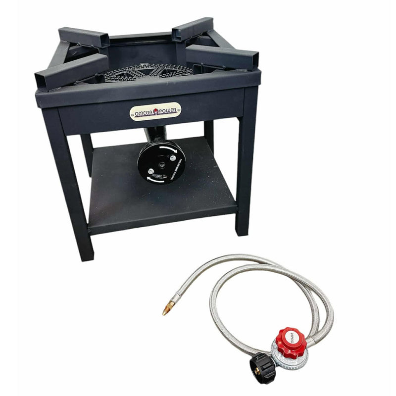 16.5" High Pressure Square Propane Stove Burner 100,000 BTU Gas Regulator Camper