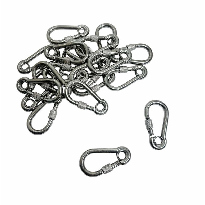 20 Pcs 5/16" Stainless Steel 316 Spring Snap Hook with Eyelet & Screw 400 LB WLL