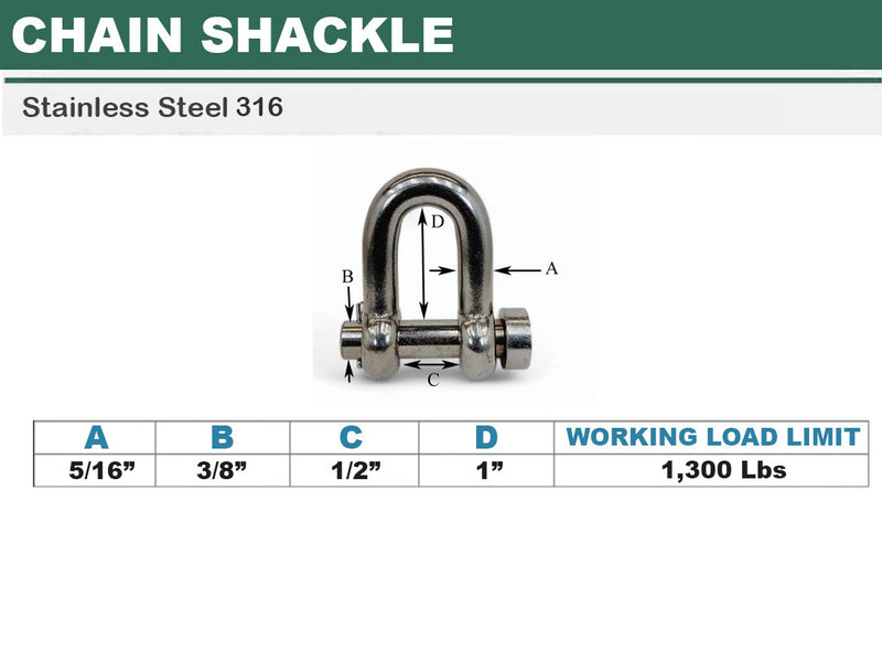 Marine Mil-Spec T316 Stainless Steel Forged Round Pin Chain Shackle