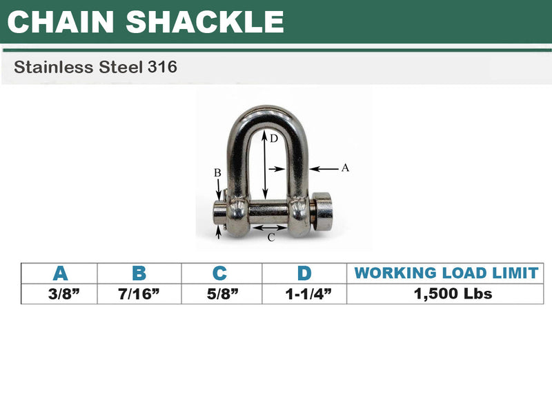 Marine Mil-Spec T316 Stainless Steel Forged Round Pin Chain Shackle