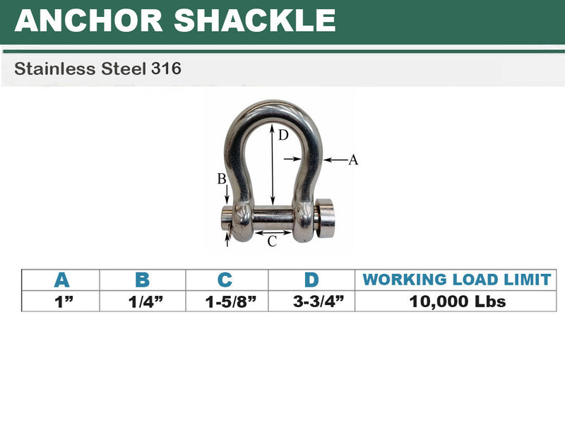 Marine Boat Mil-Spec T316 Stainless Steel Forged Round Pin Anchor Shackle