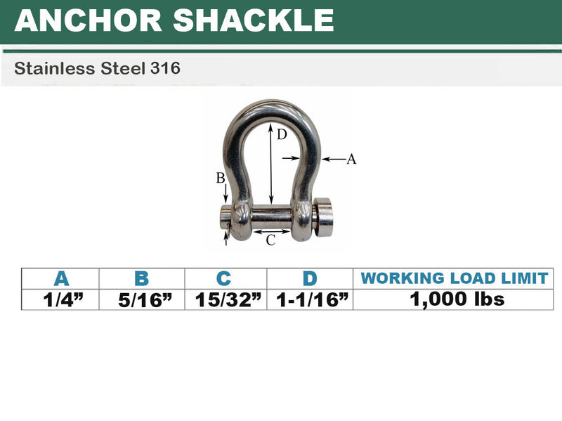 Marine Boat Mil-Spec T316 Stainless Steel Forged Round Pin Anchor Shackle