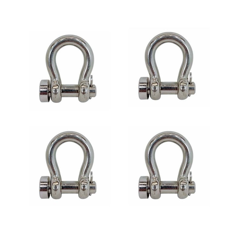 4 Pcs Mil-Spec Stainless Steel T316 3/8" Round Pin Anchor Shackle 1,500Lb WLL