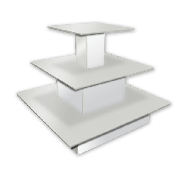 3 Tier Square Waterfall Display Table 48"W x 48"D x 42"H - White