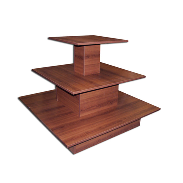 3 Tier Square Waterfall Display Table 48"W x 48"D x 42"H - Cherry