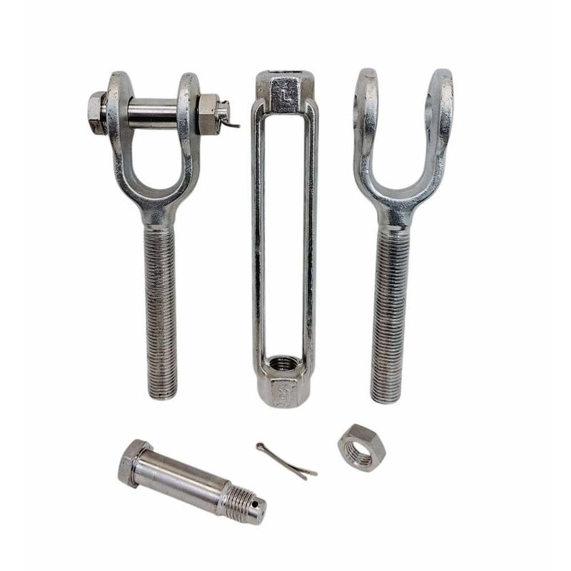 Stainless Steel T316 Mil Spec 3/8" x 6" Jaw Jaw Turnbuckle 1,200 Lbs WLL